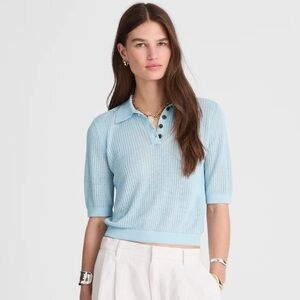 Madewell Light Blue Ribbed Polo Top